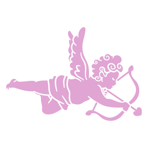 Silhouette side view cupid character PNG Design
