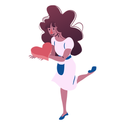 Woman holding heart isometric PNG Design