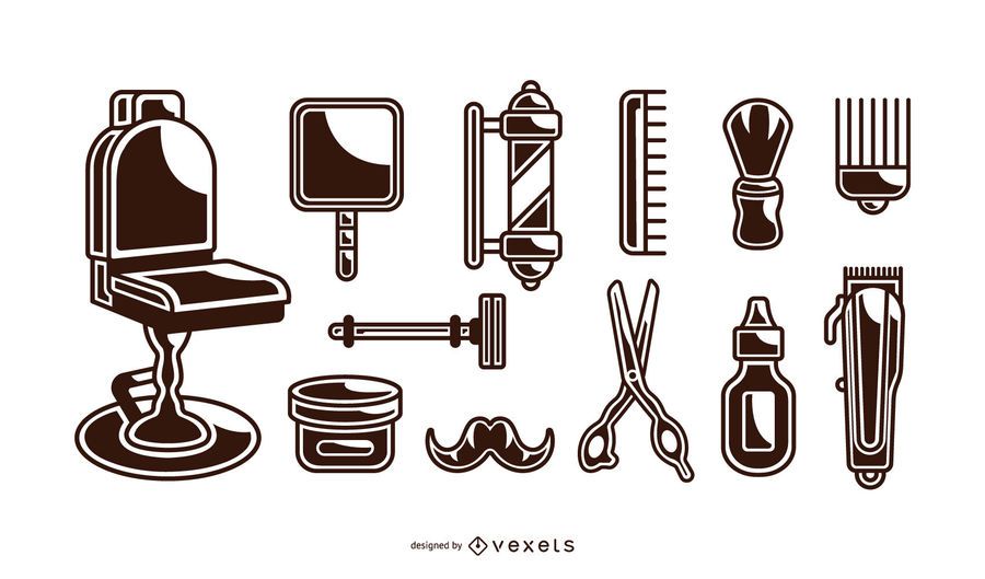 vintage barber elements set vintage barber elements set