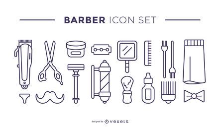 barber elements icon set
