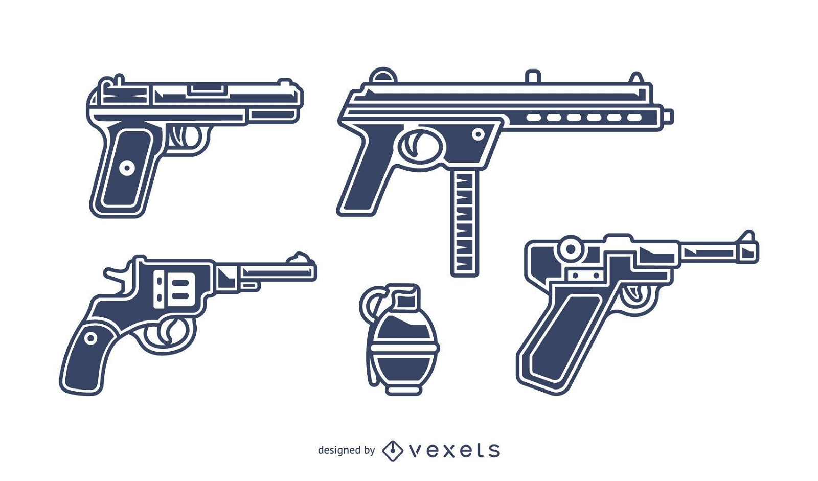 Schusswaffen Illustration Set