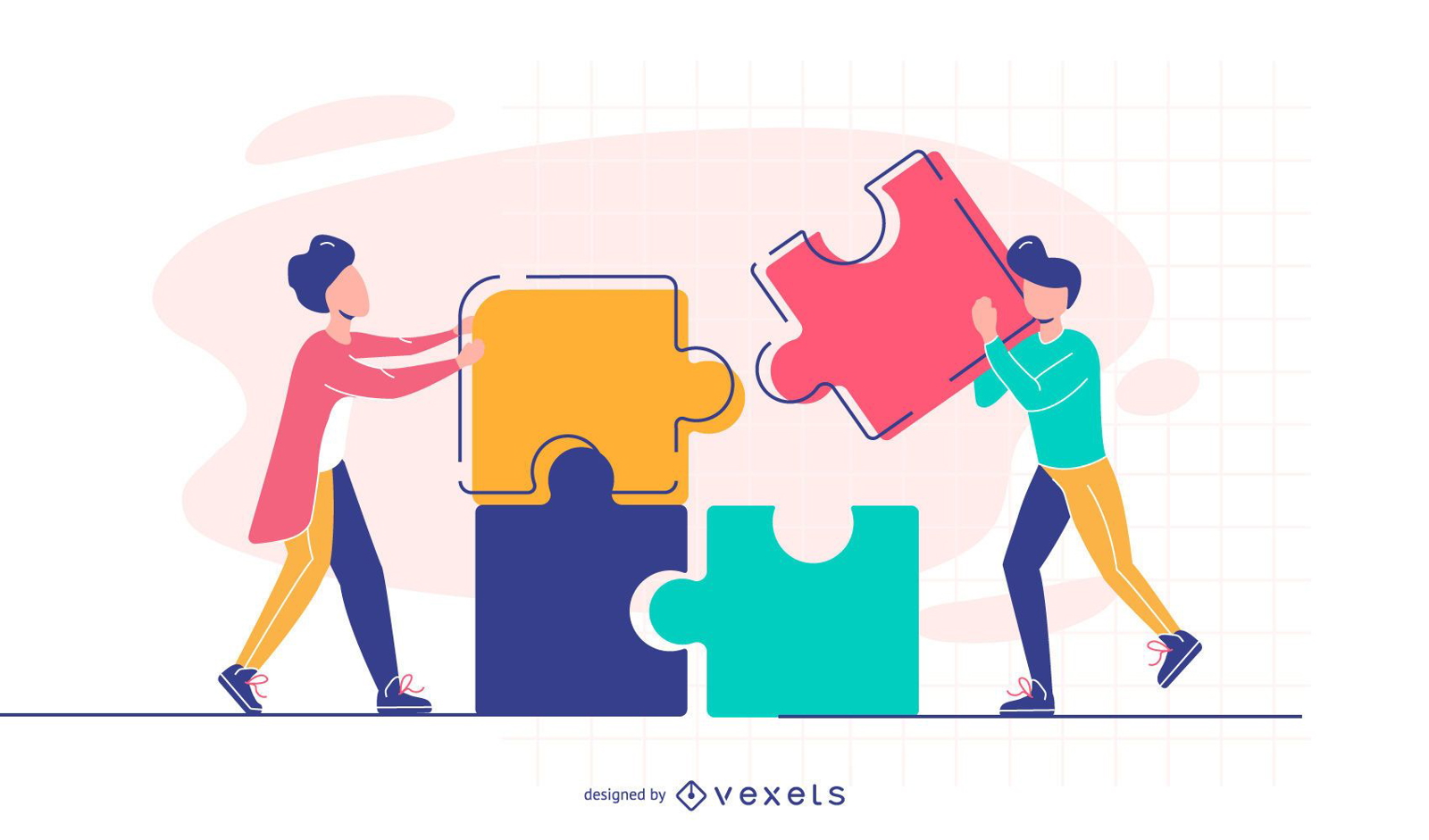 people connecting puzzle illustration