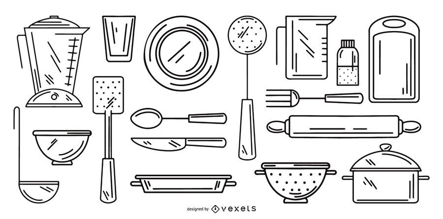 conjunto de coleta de traçado de ferramentas de cozinha conjunto de coleta de traçado de ferramentas de cozinha