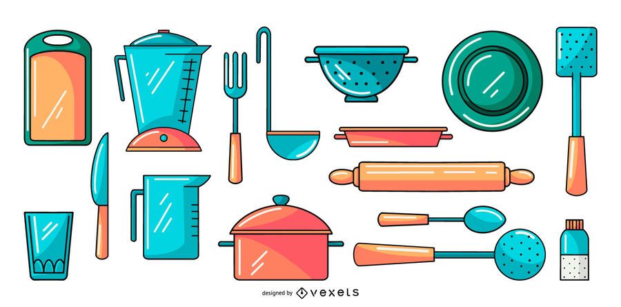 conjunto de coleta de ilustração de ferramentas de cozinha conjunto de coleta de ilustração de ferramentas de cozinha
