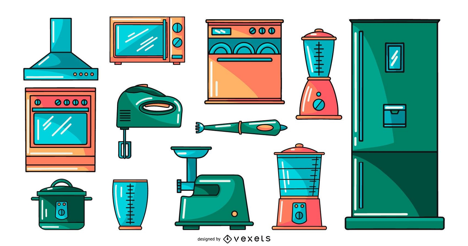conjunto de colección de ilustración de electrodomésticos de cocina