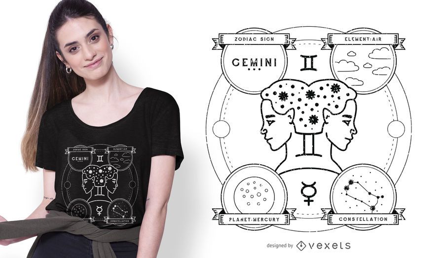 Gemini Illustration T-shirt Design Gemini Illustration T-shirt Design