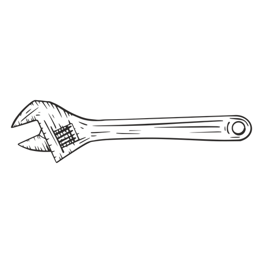 Adjustable wrench hand drawn