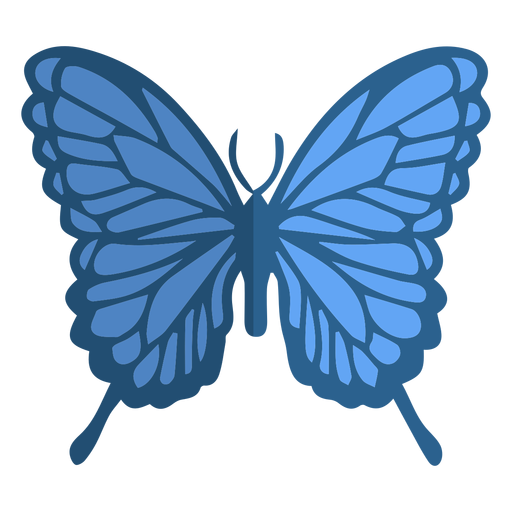 Mariposa azul plana Diseño PNG