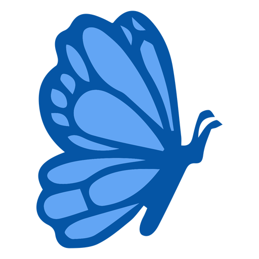 Mariposa azul lateral plana Diseño PNG
