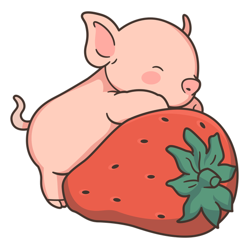 Cute pig strawberry illustration