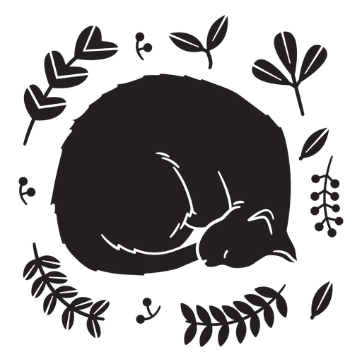 Lindo gatito durmiendo negro Diseño PNG