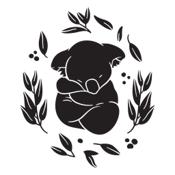Coala fofa dormindo preto Desenho PNG