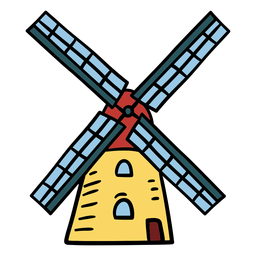 Ilustración de molino de viento danés Diseño PNG