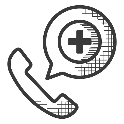 Icono de llamada de tel?fono de emergencia blanco y negro Diseño PNG