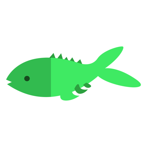 Green fish flat PNG Design