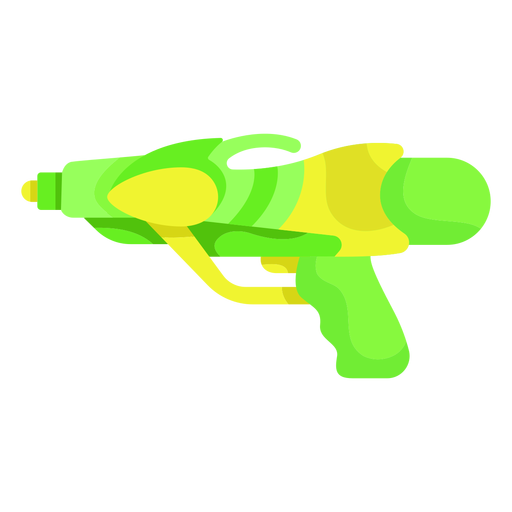 Pistola de agua amarilla verde plana