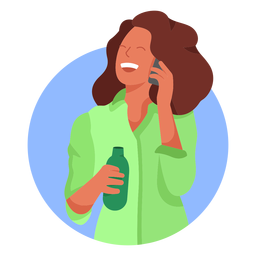 Personagem de garrafa de celular de mulher feliz Desenho PNG