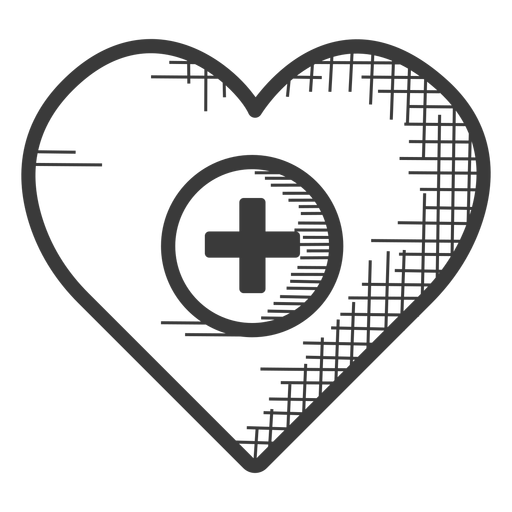 Heart medical care black and white icon PNG Design
