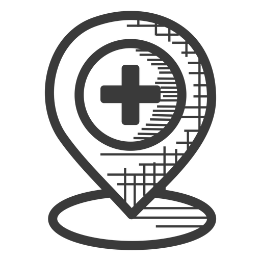 Schwarzweiss-Symbol des Krankenhausstandorts PNG-Design