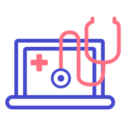 Ícone de estetoscópio no laptop Desenho PNG
