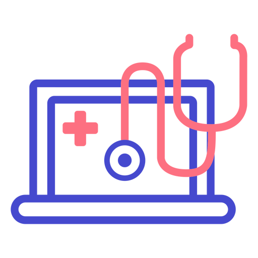 Laptop stethoscope stroke icon PNG Design