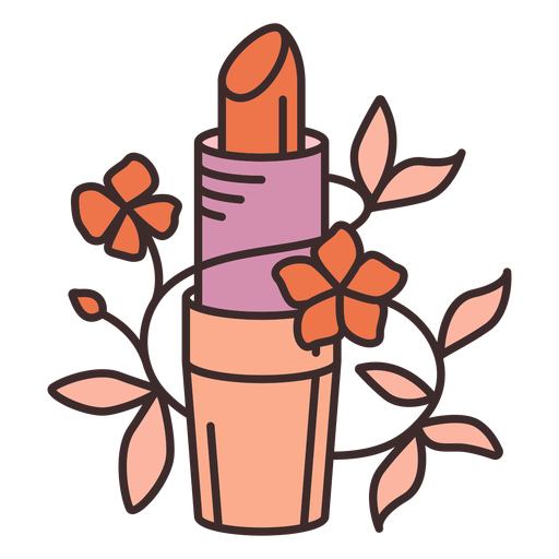 Lipstick makeup floral illustration PNG Design