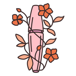 Ilustración floral de maquillaje de rimel Diseño PNG