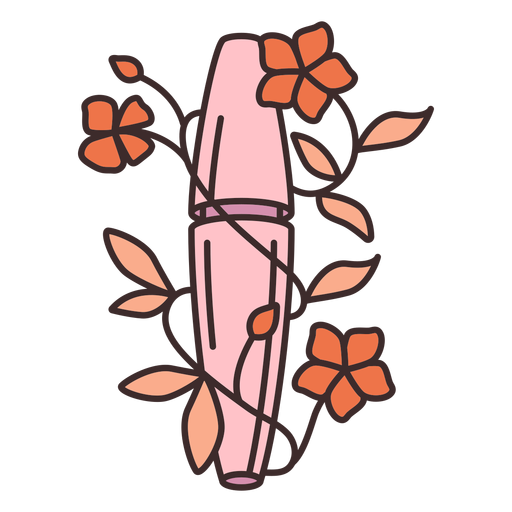 Ilustração floral maquiagem rímel Desenho PNG