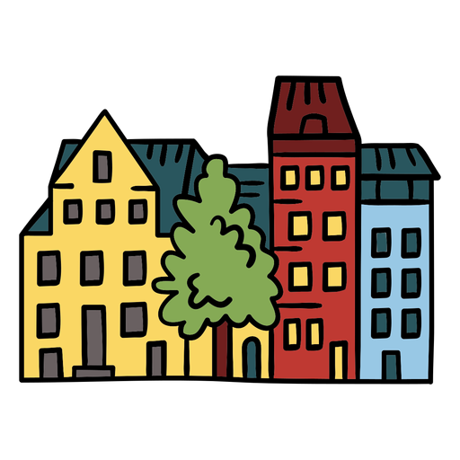 Neighbourhood Buildings Illustration Transparent Png And Svg Vector File