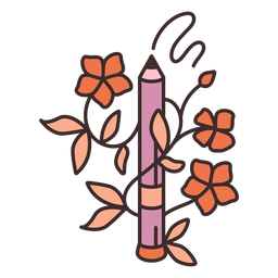 Pencil eyeliner floral illustration PNG Design