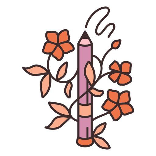 Ilustração floral lápis delineador Desenho PNG