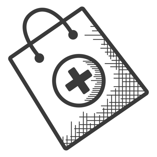 Pharmacy bag black and white icon PNG Design