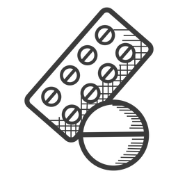 Pills medicine black and white icon PNG Design
