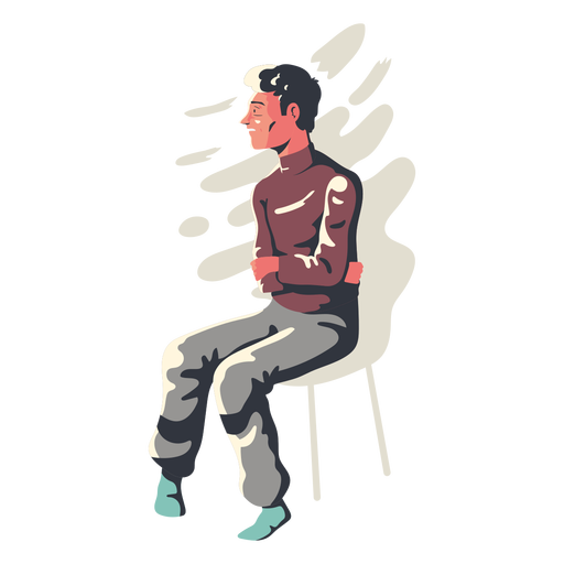 Scared man sitting character PNG Design