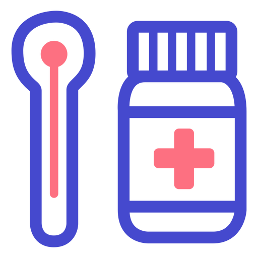 Icono de trazo de píldoras de termómetro Diseño PNG