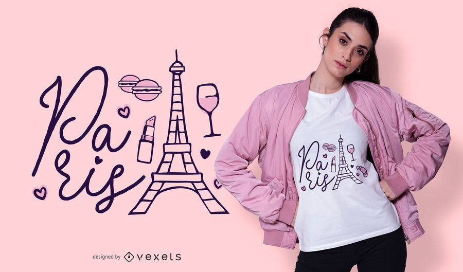 Diseño de camiseta de letras de París Diseño de camiseta de letras de París