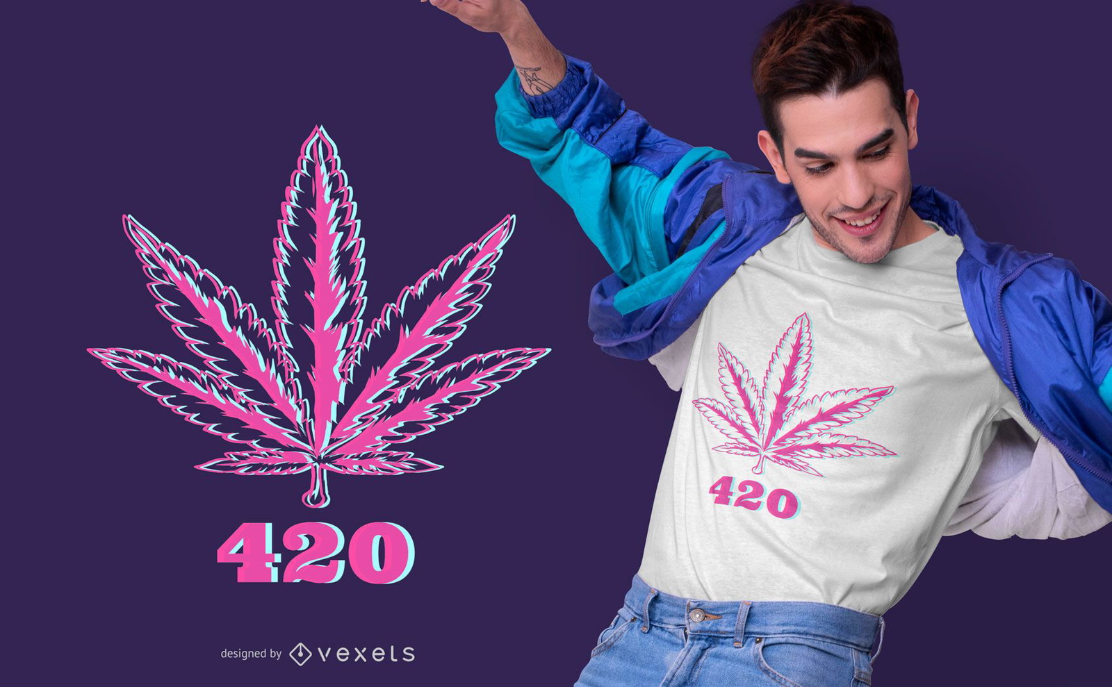 Diseño de camiseta de hoja de cáñamo 420