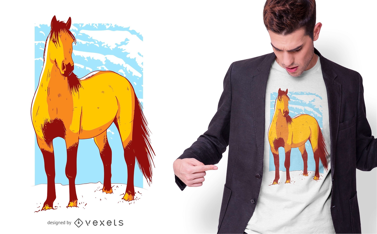 Design de camiseta com ilustra??o de cavalo