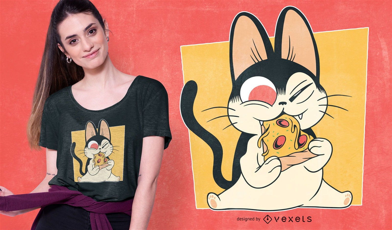 Design de camisetas Pizza Kitten
