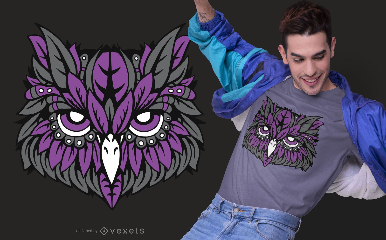 Purple Owl T-shirt Design