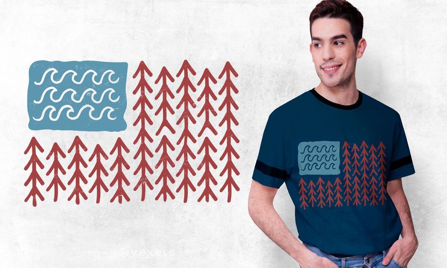 Diseño de camiseta de la bandera de USA Nature Diseño de camiseta de la bandera de USA Nature