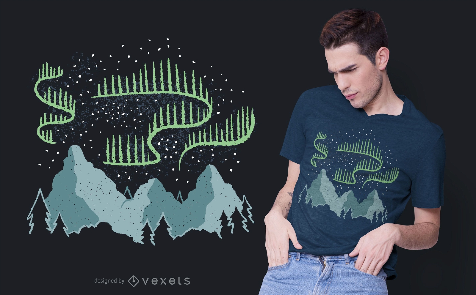 Design de camisetas da aurora boreal