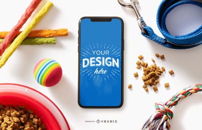 Smartphone Pet Elements Mockup Zusammensetzung