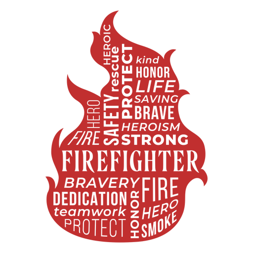 Insignia bombero fuego palabras Diseño PNG