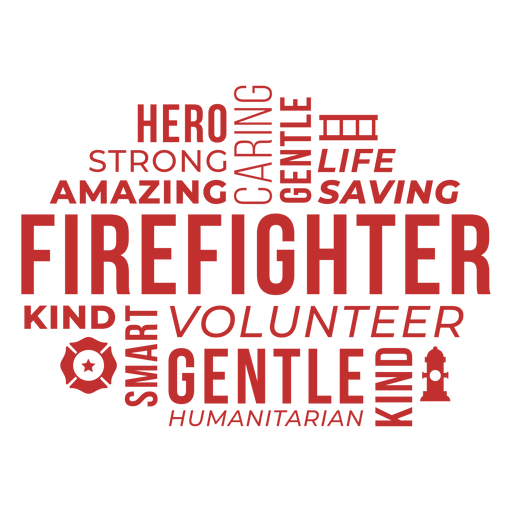 Emblema de palavras bombeiro Desenho PNG
