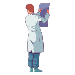 Character doctor looking at results colored PNG Design Transparent PNG