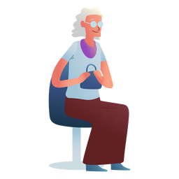 Personaje anciana sentada Diseño PNG