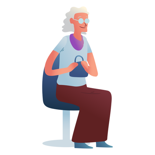 Character old woman sitting PNG Design