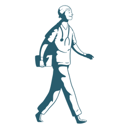 Character smile walking doctor shadow PNG Design