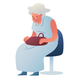 Personaje esperando anciana Diseño PNG